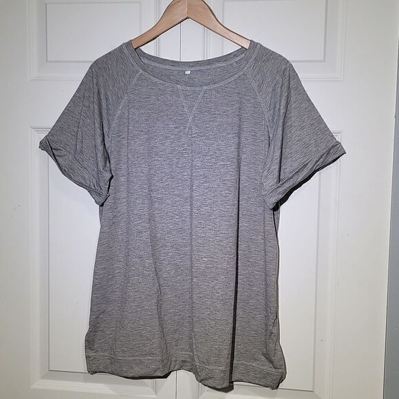 Women's Gray Short Sleeve Tank Top - Picture 1 of 4